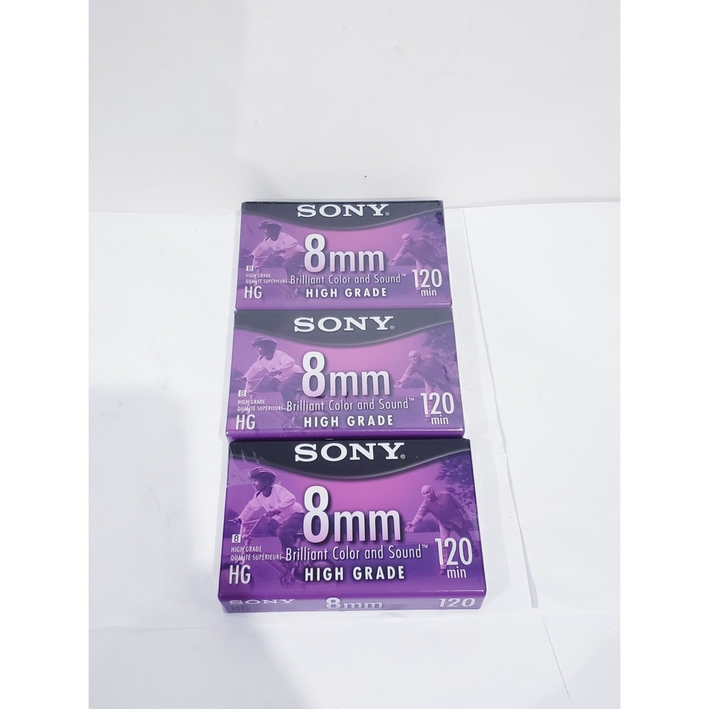 Lot of 3 Sony 8mm Video8 High Grade P6-120HG Cassette Tapes - New Sealed